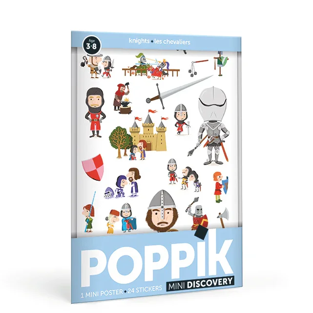 Φωτογραφία προϊόντος: Poppik Mini Πόστερ με 24 επανατοποθετούμενα αυτοκόλλητα – Ιππότες