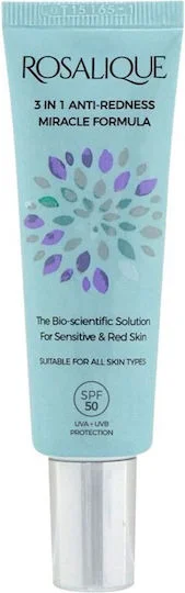 Φωτογραφία προϊόντος: OEM Rosalique 3 in 1 Anti-Redness Miracle Formula 24ωρη Κρέμα Προσώπου Ημέρας με SPF50 κατά των Ατελειών & της Ερυθρότητας με Πανθενόλη 30ml