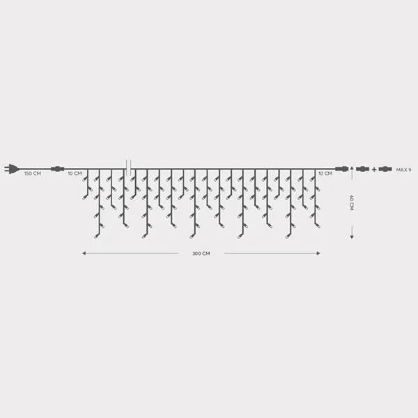 Φωτογραφία προϊόντος: ΒΡΟΧΗ, 144 LED 5mm, 230V, ΕΠΕΚΤΑΣΗ ΕΩΣ 8, ΠΡΟΕΚΤΑΣΗ ΠΑΡΟΧΗΣ 150cm, ΠΡΑΣΙΝΟ ΚΑΛΩΔΙΟ, ΚΑΟΥΤΣΟΥΚ, ΘΕΡΜΟ ΛΕΥΚΟ LED, 300cmx60cm, ΙΡ65