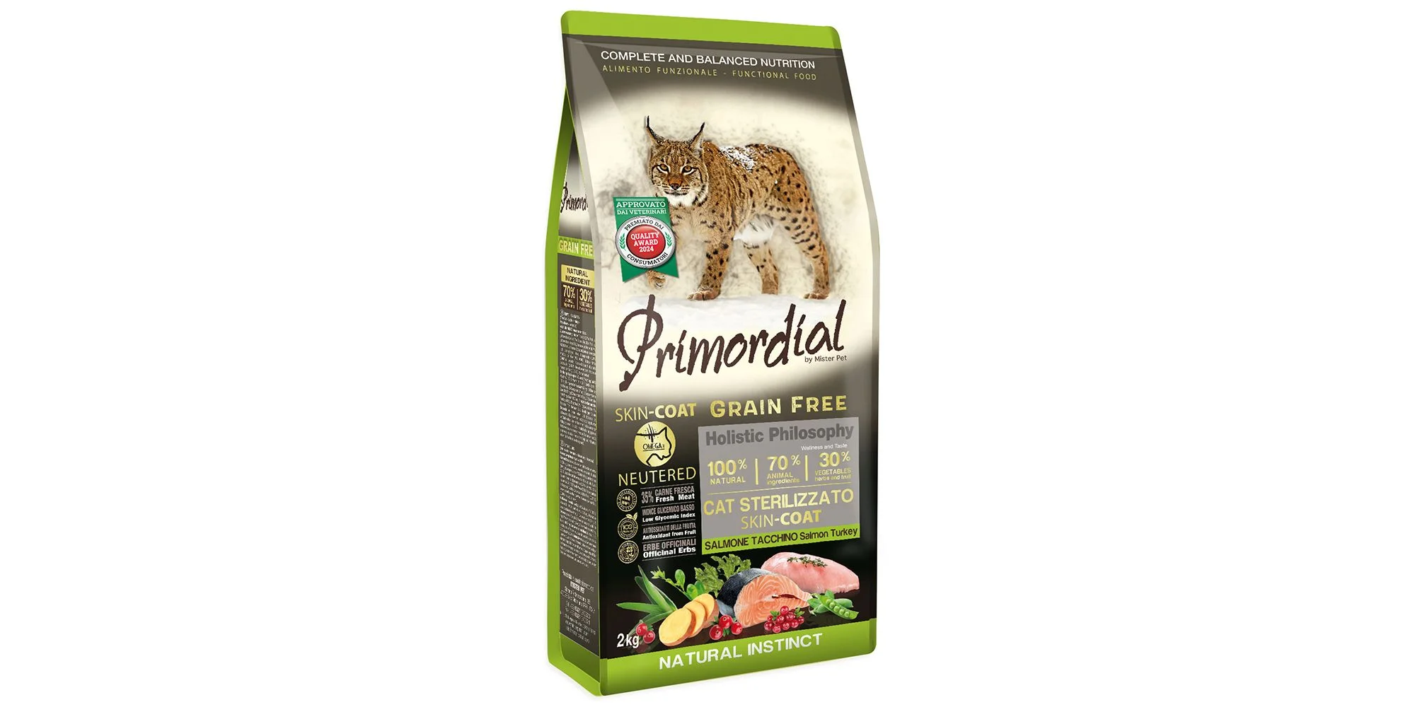 Φωτογραφία προϊόντος: Primordial Cat Neutered Skin + Coat Salmon + Turkey 2kg