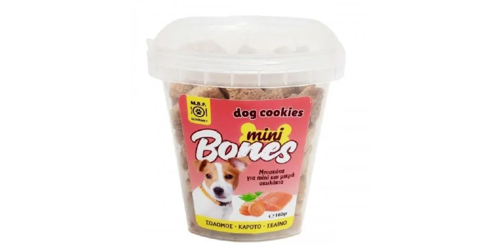 Φωτογραφία προϊόντος: Cookies Mini Bones Σολομός Καρότο Σέλινο 160gr Mbf