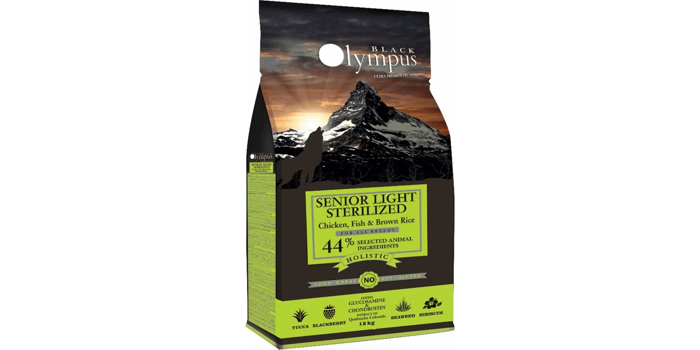 Φωτογραφία προϊόντος: Black Olympus Senior Light + Sterilized 12kg Ξηρά Τροφή Διαίτης για Ηλικιωμένους Στειρωμένους Σκύλους με Καστανό Ρύζι, Γαλοπούλα και Σολομό