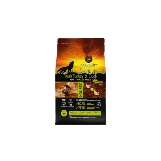 Φωτογραφία προϊόντος: Ambrosia Grain Free Adult Fresh Turkey + Duck για Ενήλικους Σκύλους Όλων των Φυλών με Φρέσκια Γαλοπούλα + Πάπια 12kg