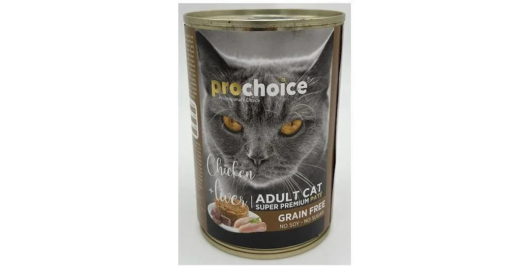 Φωτογραφία προϊόντος: Prochoice Adult Cat Chicken + Liver Pate Grain Free Υγρή Τροφή Γάτας με Κοτόπουλο και Συκώτι 400gr