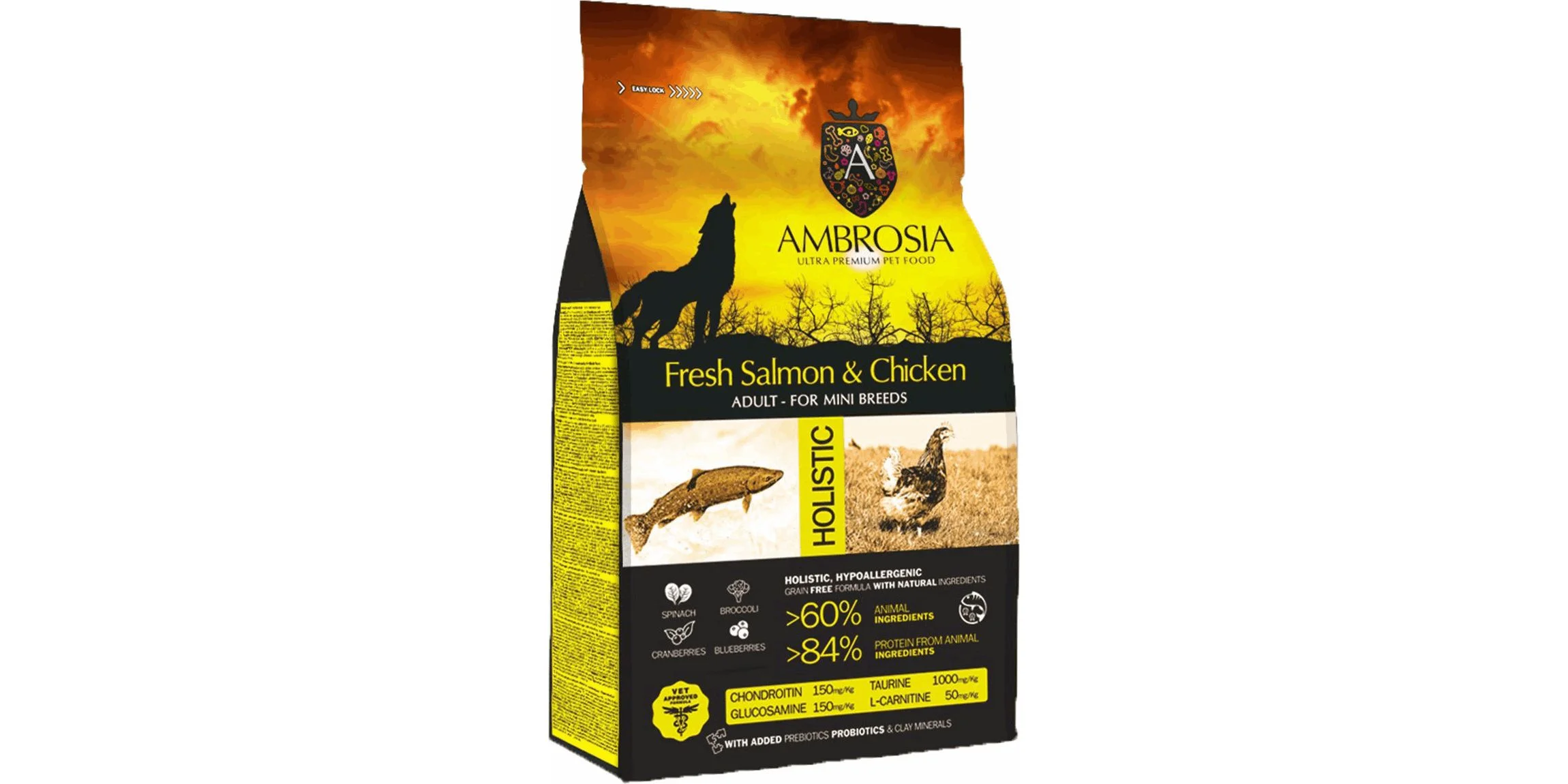 Φωτογραφία προϊόντος: Ambrosia Fresh Salmon + Chicken Adult Mini Breeds 2kg Ξηρά Τροφή για Ενήλικους Σκύλους Μικρόσωμων Φυλών χωρίς Σιτηρά με Κοτόπουλο / Σολομό