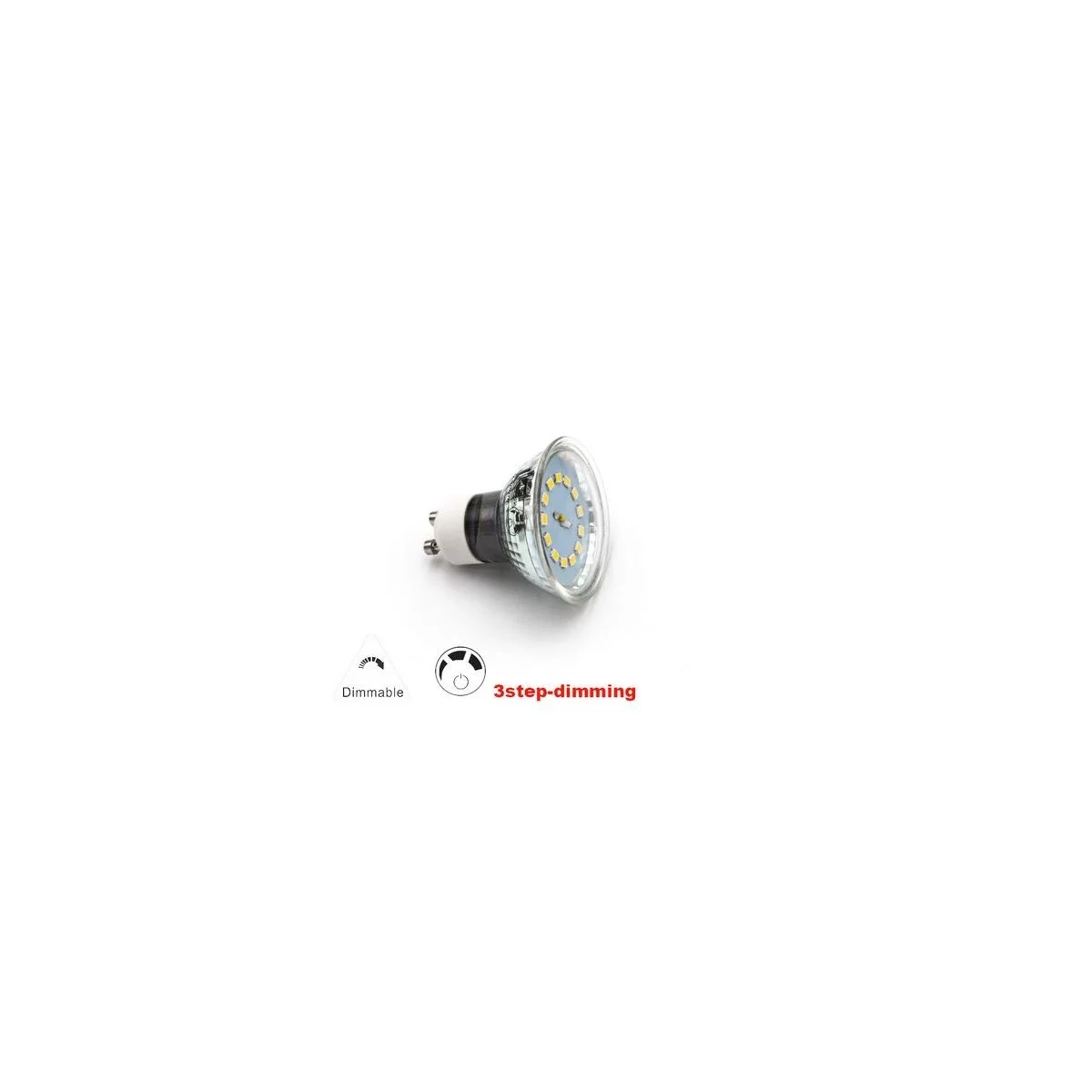 Φωτογραφία προϊόντος: Λάμπα led SMD GU10 Dimmable 3 επιπέδων 5W 230V δέσμης 110° 3000K θερμό φως με διακόπτη 13-102935009