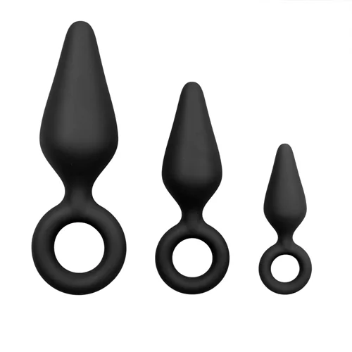 Φωτογραφία προϊόντος: EasyToys Black Buttplugs With Pull Ring Set-Βύσματα σε 3 μεγέθη σε χρώμα μαύρο 3τμχ