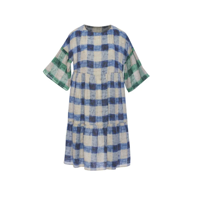 Φωτογραφία προϊόντος: 120% Lino Φόρεμα Painted Check Print Relaxed Dress Blue