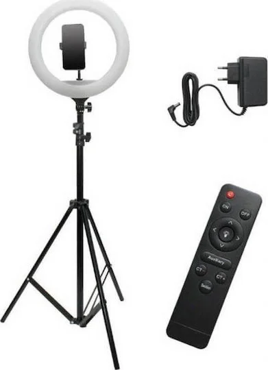 Φωτογραφία προϊόντος: Ring Light YQ-360B 35.6cm 3000-6500K με Τρίποδο Δαπέδου και Βάση για Κινητό