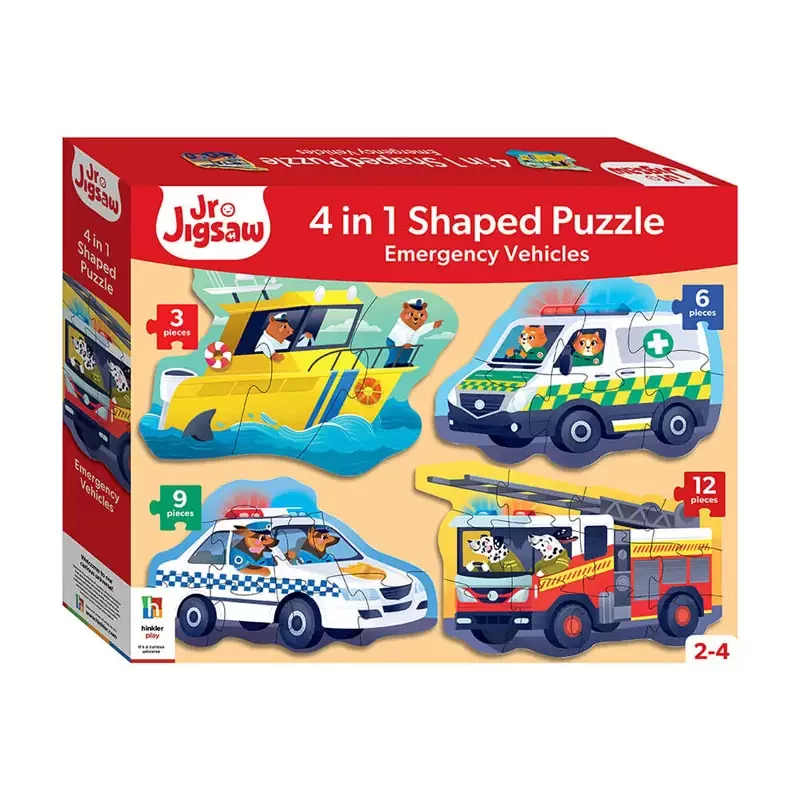 Φωτογραφία προϊόντος: Hinkler Πάζλ Shaped 4-in-1 Jigsaws: Emergency Vehicles (FO-1)