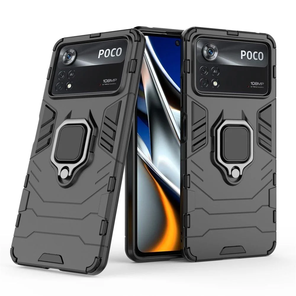 Φωτογραφία προϊόντος: OEM Finger Ring Kickstand Armor Black Xiaomi Poco X4 Pro 5G