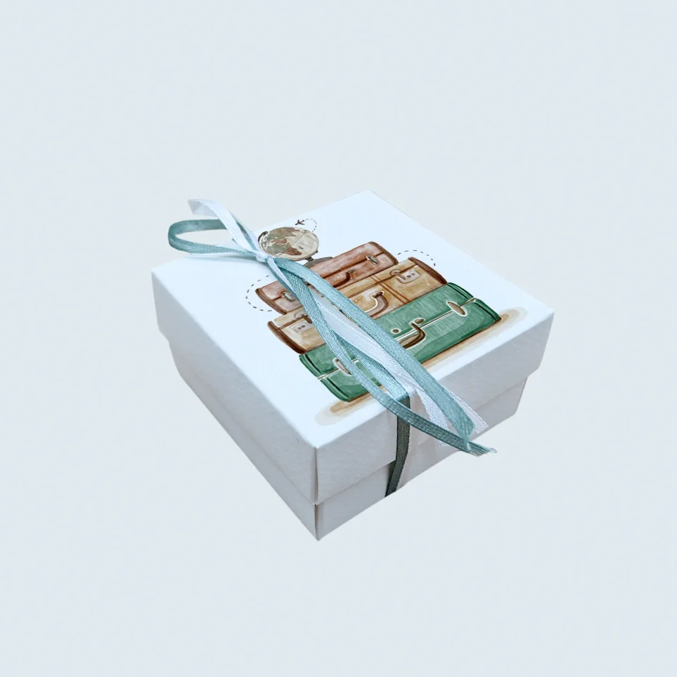 Φωτογραφία προϊόντος: Ecobags Μπομπονιέρα Βάπτισης Κουτάκι με Εκτύπωση και Κουφέτα Χατζηγιαννάκης Θέμα Ταξίδι - Υδρόγειος Σφαίρα