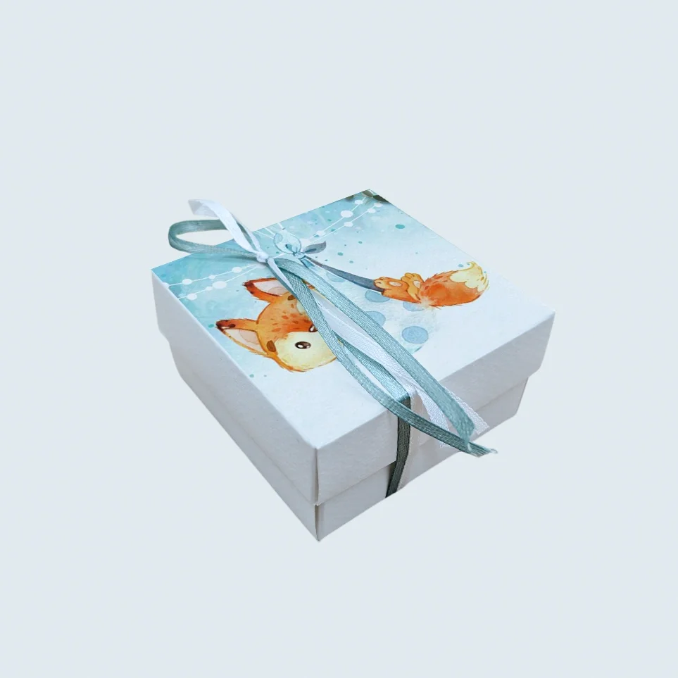 Φωτογραφία προϊόντος: Ecobags Μπομπονιέρα Βάπτισης Κουτάκι με Εκτύπωση και Κουφέτα Χατζηγιαννάκης Θέμα Αλεπουδάκι -2