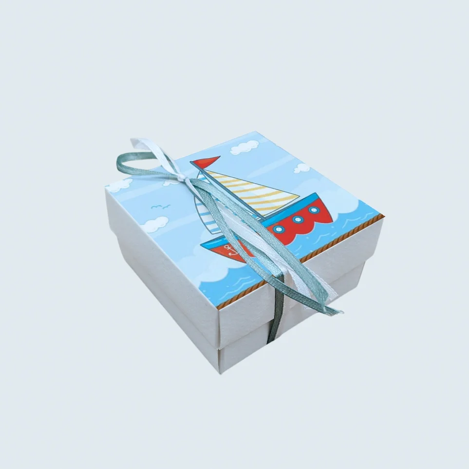 Φωτογραφία προϊόντος: Ecobags Μπομπονιέρα Βάπτισης Κουτάκι με Εκτύπωση και Κουφέτα Χατζηγιαννάκης Θέμα Καραβάκι -1