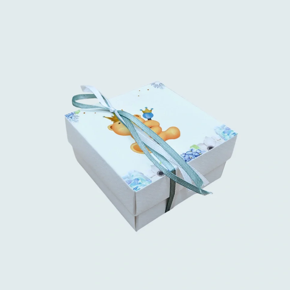 Φωτογραφία προϊόντος: Ecobags Μπομπονιέρα Βάπτισης Κουτάκι με Εκτύπωση και Κουφέτα Χατζηγιαννάκης Θέμα Αρκουδάκι Πρίγκιπας