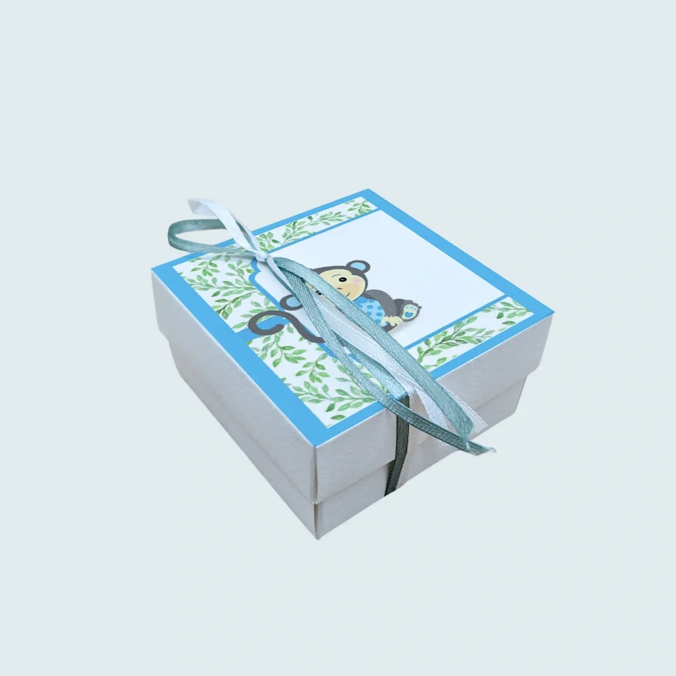 Φωτογραφία προϊόντος: Ecobags Μπομπονιέρα Βάπτισης Κουτάκι με Εκτύπωση και Κουφέτα Χατζηγιαννάκης Θέμα Μαϊμουδάκι