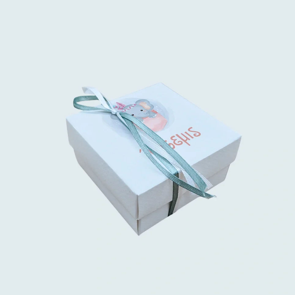 Φωτογραφία προϊόντος: Ecobags Μπομπονιέρα Βάπτισης Κουτάκι με Εκτύπωση και Κουφέτα Χατζηγιαννάκης Θέμα Ελεφαντάκι Ινδιάνος