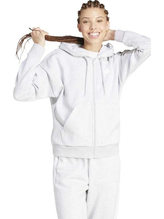 Φωτογραφία προϊόντος: adidas Essentials 3-stripes Γυναικεία Ζακέτα Φούτερ με Κουκούλα Γκρι