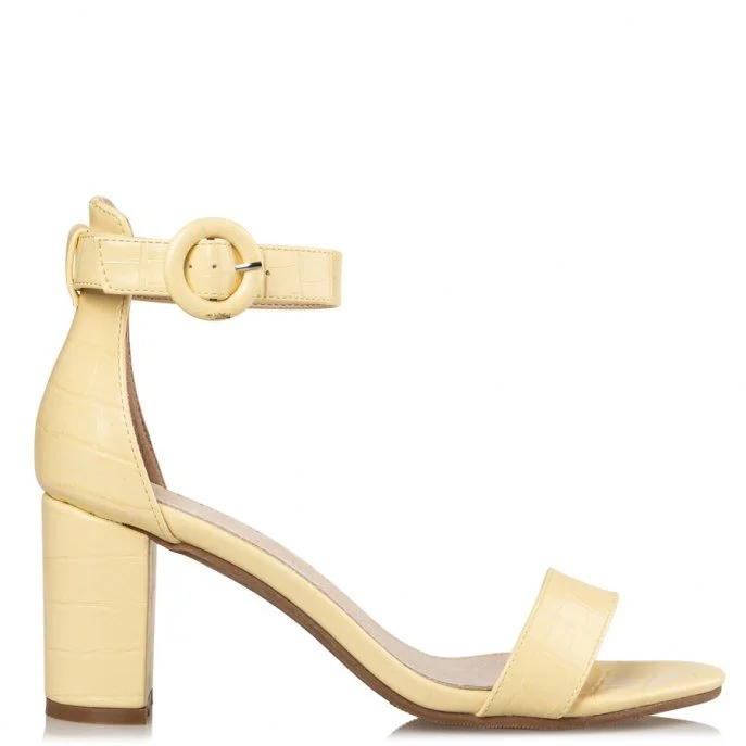 Φωτογραφία προϊόντος: MISSNV Envie Shoes Γυναικεία Πέδιλα με Χοντρό Τακούνι σε Κίτρινο Χρώμα V65-11263