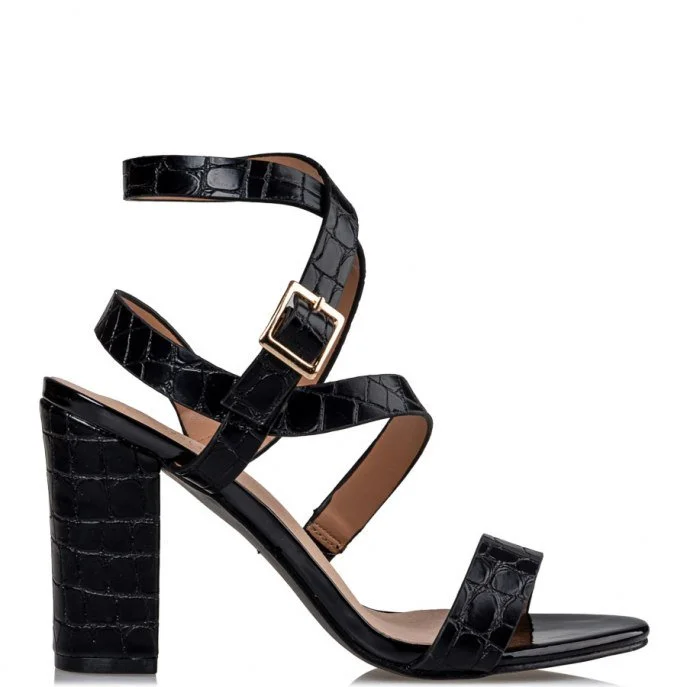 Φωτογραφία προϊόντος: MISSNV Envie Shoes Γυναικεία Πέδιλα με Χοντρό Ψηλό Τακούνι σε Μαύρο Χρώμα V37-11108