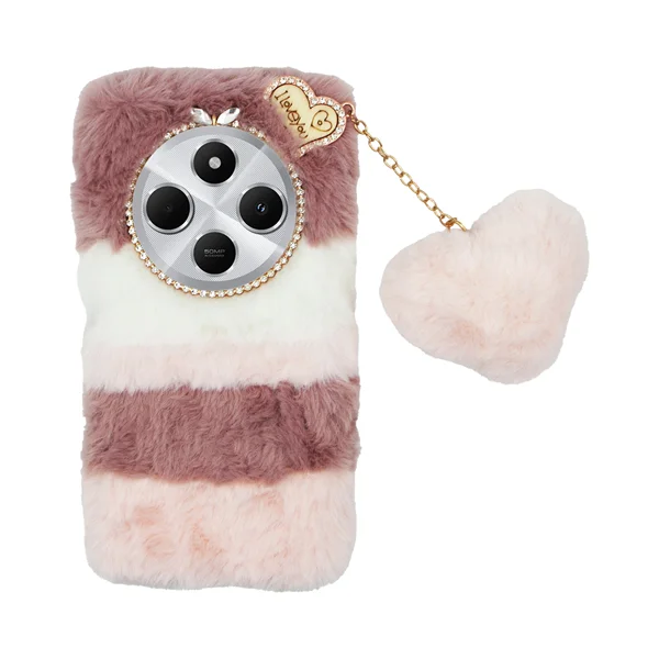 Φωτογραφία προϊόντος: Vivid Fluffy Plush Case with Heart-Shaped Chain Redmi 14C 4G Pink