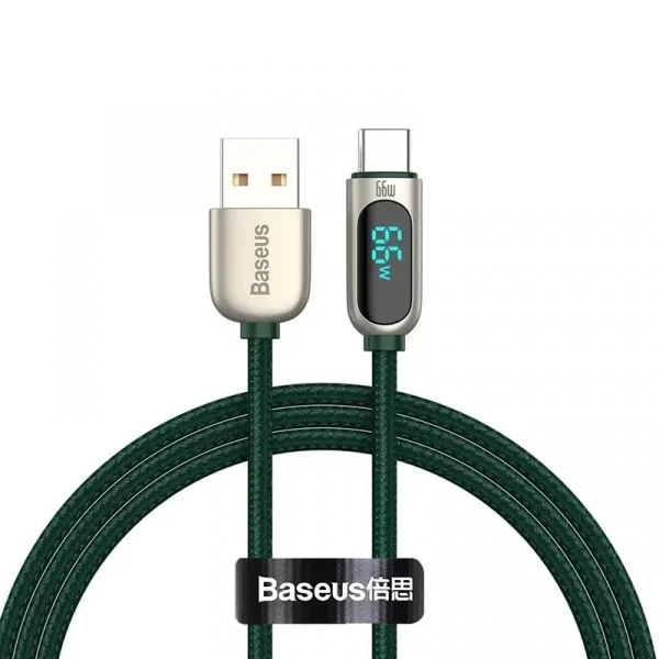 Φωτογραφία προϊόντος: Baseus Display Braided USB 2.0 Cable USB-C male - USB-A male Πράσινο 1m (CASX020006) 2177818 145655 6932172600570 Καλώδια Δεδομένων Baseus