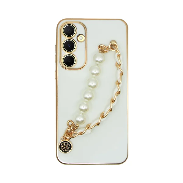 Φωτογραφία προϊόντος: Vivid Silicone Case Pearl Chain Holder Samsung Galaxy A13 5G White/Gold