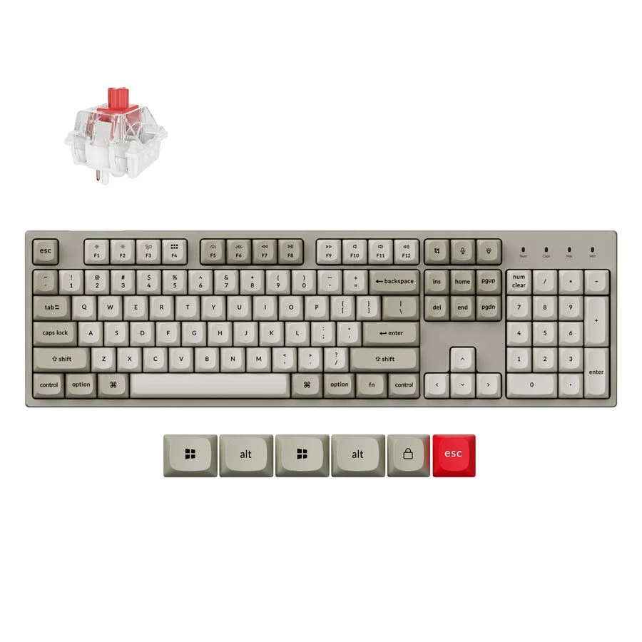 Φωτογραφία προϊόντος: Keychron C2 Pro (C2PX-M1) QMK/VIA Mechanical Red Switch - 8K Polling Rate Hot Swap.100% US Retro RGB