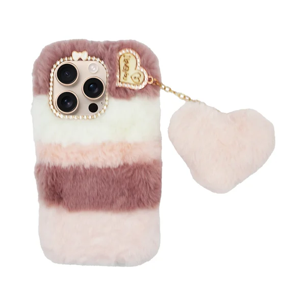 Φωτογραφία προϊόντος: Vivid Fluffy Plush Case with Heart-Shaped Chain Apple iPhone 16 Pro Pink