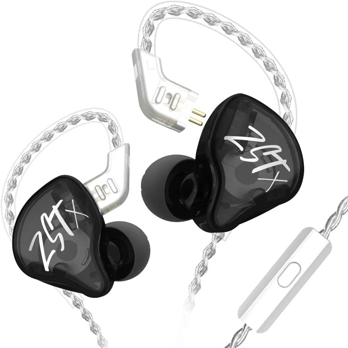 Φωτογραφία προϊόντος: KZ ZST X Black With Mic - IEM 3,5 In Ear Monitor Earphones, Dynamic Hybrid Dual Driver 1BA+1DD, 2x