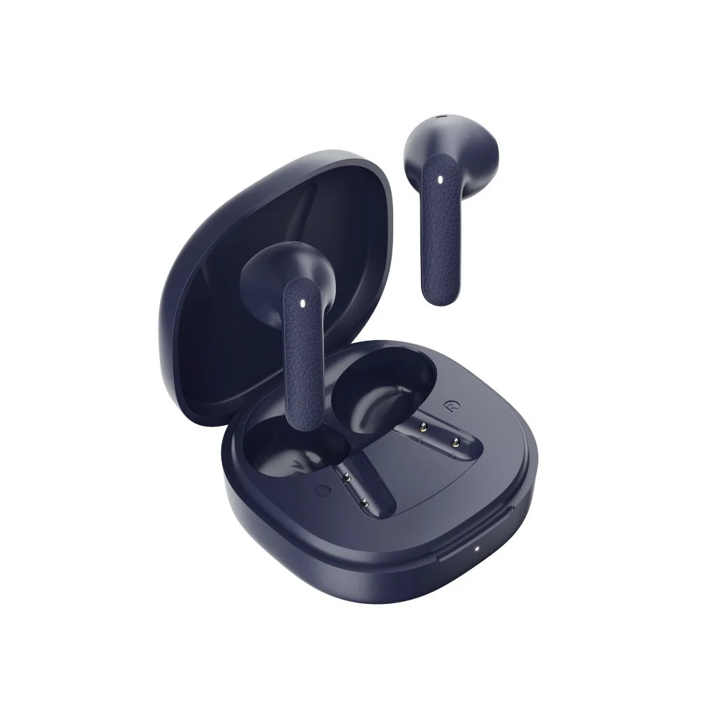 Φωτογραφία προϊόντος: QCY Air Blue Semi-Ear TWS Earbuds, quad Mic ENC multi-point connection, leather grain case
