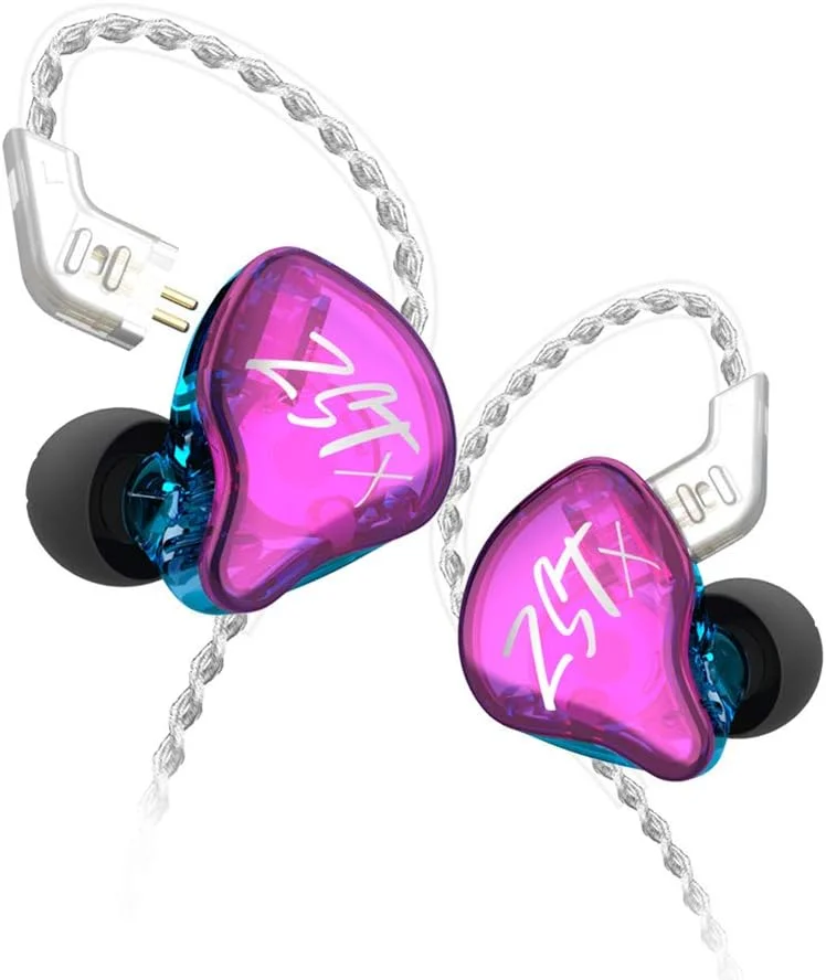 Φωτογραφία προϊόντος: KZ ZST X Purple No Mic - IEM 3,5 In Ear Monitor Earphones, Dynamic Hybrid Dual Driver 1BA+1DD, 2x ma