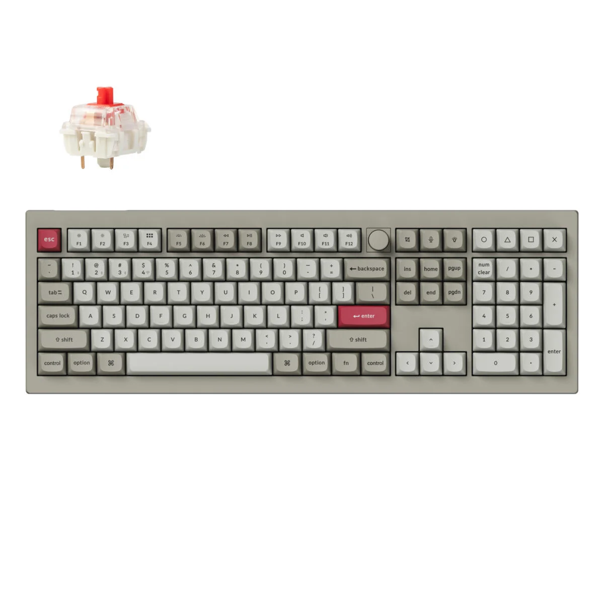 Φωτογραφία προϊόντος: Keychron V6 Max Retro (V6M-R1) QMK/VIA BT/2,4/Wired Custom Mechanical Keyboard Red Switch 100% US