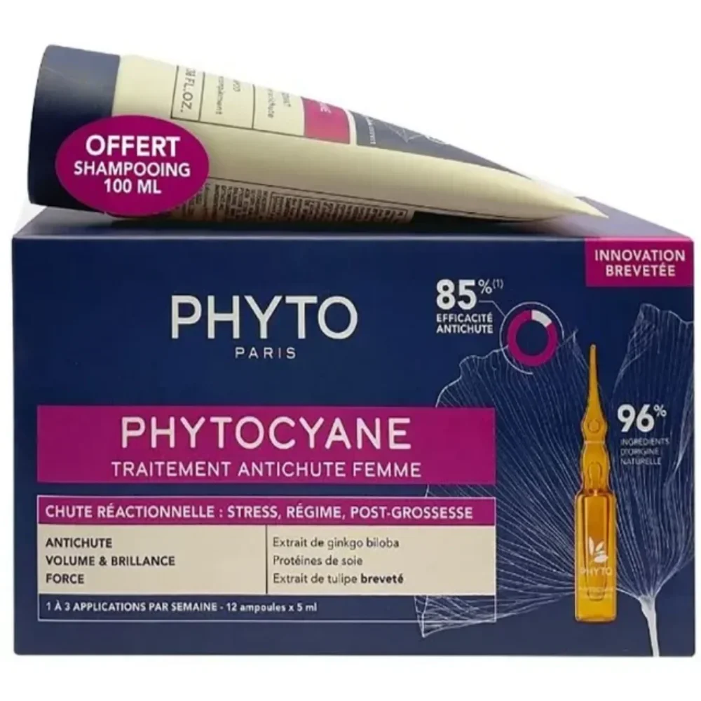 Φωτογραφία προϊόντος: Phyto Set Phytocyane Reactional Anti-Hair Loss Treatment for Women 12 φιαλίδια x 3,5ml + Δώρο Shampoo 100ml