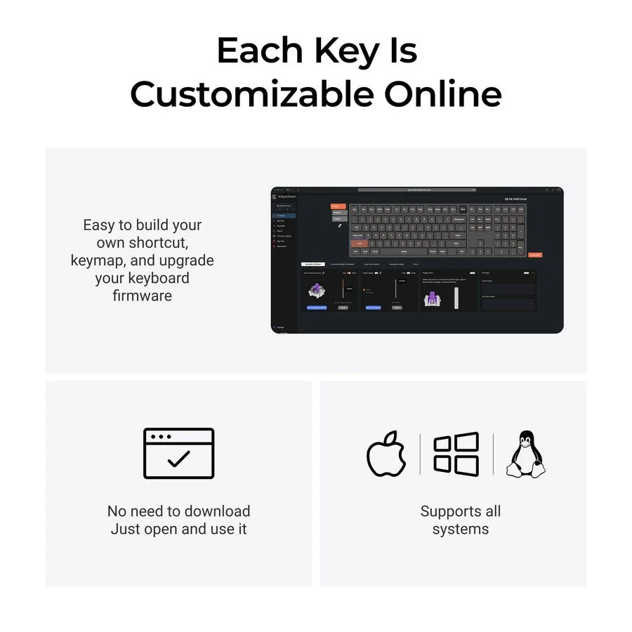 Φωτογραφία προϊόντος: Keychron Q6 HE (Q6H-M1) QMK Wireless Custom Hall Effect Keyboard Purple Switch 100% US Layout