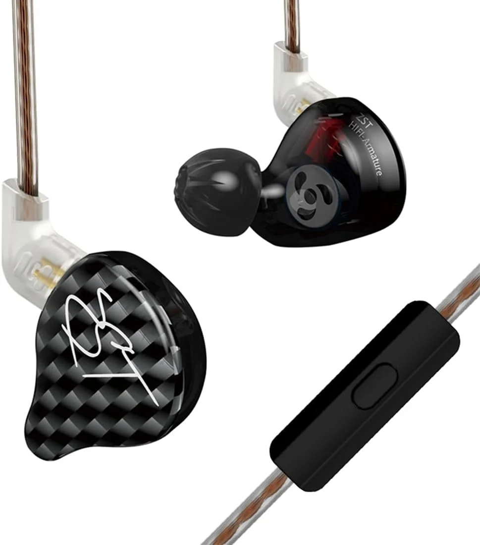 Φωτογραφία προϊόντος: KZ ZST Black With Mic - IEM 3,5 In Ear Monitor Earphones, Dynamic Hybrid Dual Driver 1BA+1DD