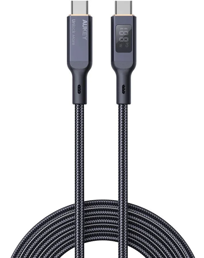 Φωτογραφία προϊόντος: Aukey CB-MCC102 USB 2.0 Cable USB-C male - USB-C 100W Μαύρο 1.8m