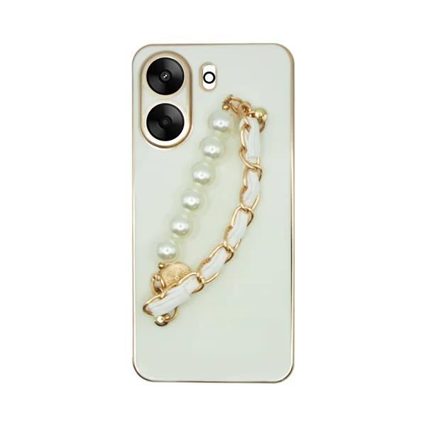 Φωτογραφία προϊόντος: Vivid Silicone Case Pearl Chain Holder Redmi 13C White/Gold