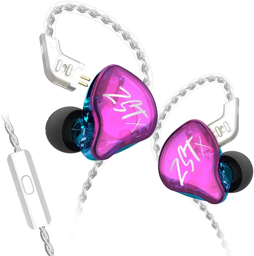 Φωτογραφία προϊόντος: KZ ZST X Purple With Mic - IEM 3,5 In Ear Monitor Earphones, Dynamic Hybrid Dual Driver 1BA+1DD, 2x