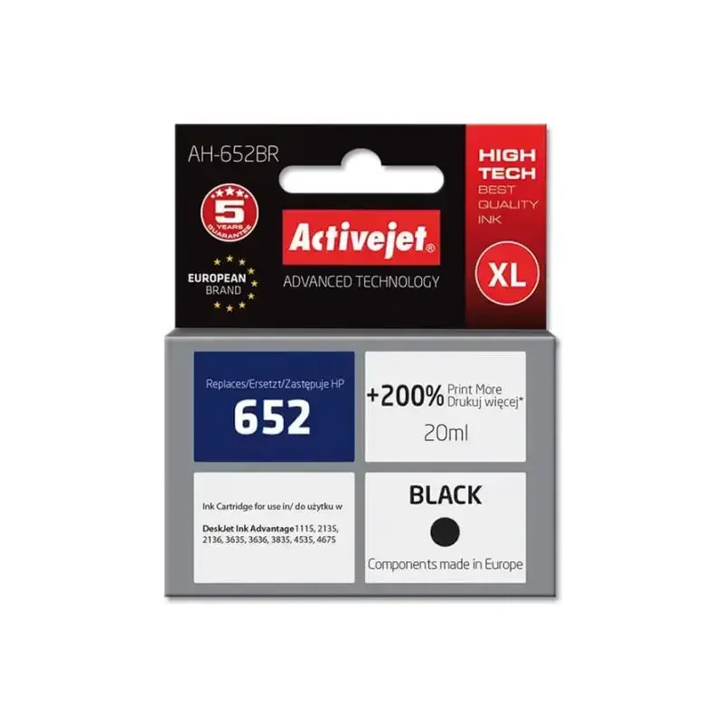 Φωτογραφία προϊόντος: OEM Συμβατό μελάνι HP 652XL black F6V25AE