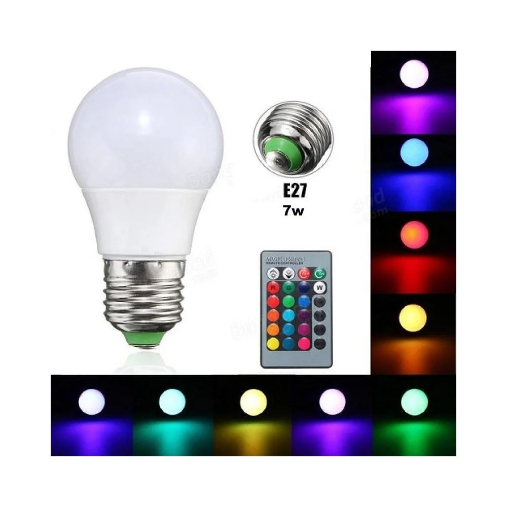 Φωτογραφία προϊόντος: Led Λάμπα RGB με Τηλεχειριστήριο, Εναλλαγή 16 Χρωμάτων + Λευκό Φως 7W