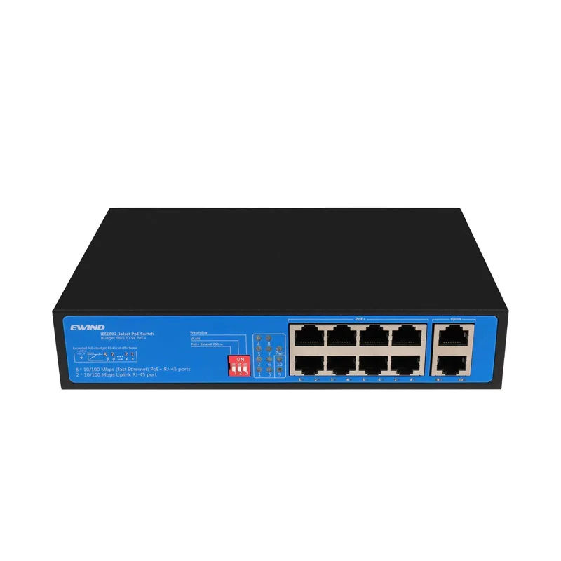 Φωτογραφία προϊόντος: Ethernet Switch Ewind EW-S1910CG-AP 8x10/100Mbps + 2x100Mbps RJ45 PoE IP30