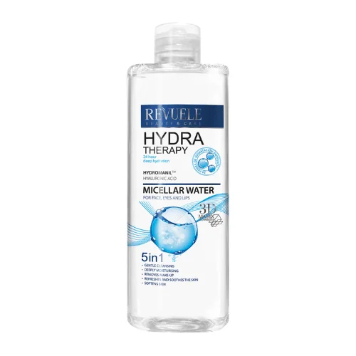 Φωτογραφία προϊόντος: Revuele Hydra Therapy Intense Moisturising Micellar Water 5 in 1 για Πρόσωπο Μάτια + Χείλη 400ml