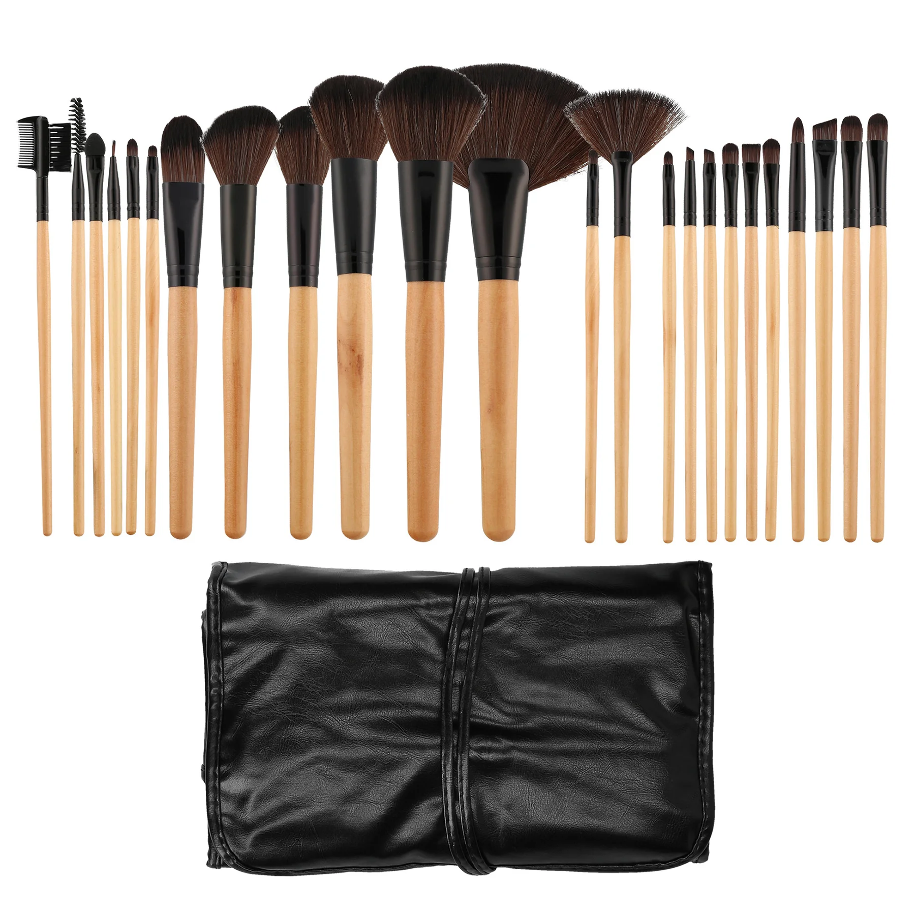 Φωτογραφία προϊόντος: Tools For Beauty 24Pcs Makeup Brush Set with Pouch - Wooden Black