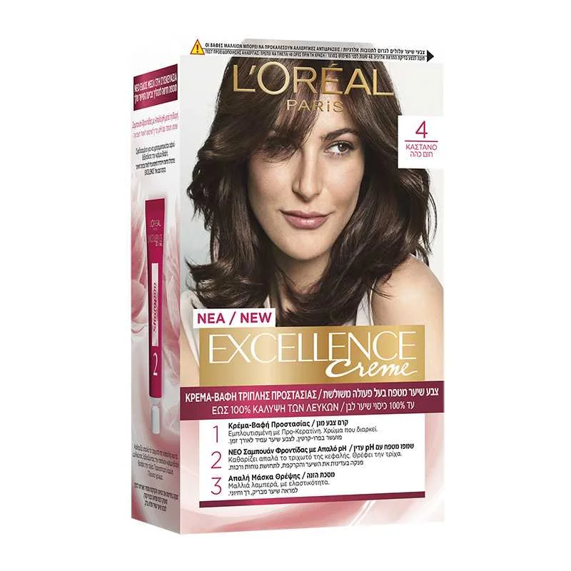 Φωτογραφία προϊόντος: L'Oreal Βαφή Μαλλιών Excellence 48ml | Απόχρωση No 4.0
