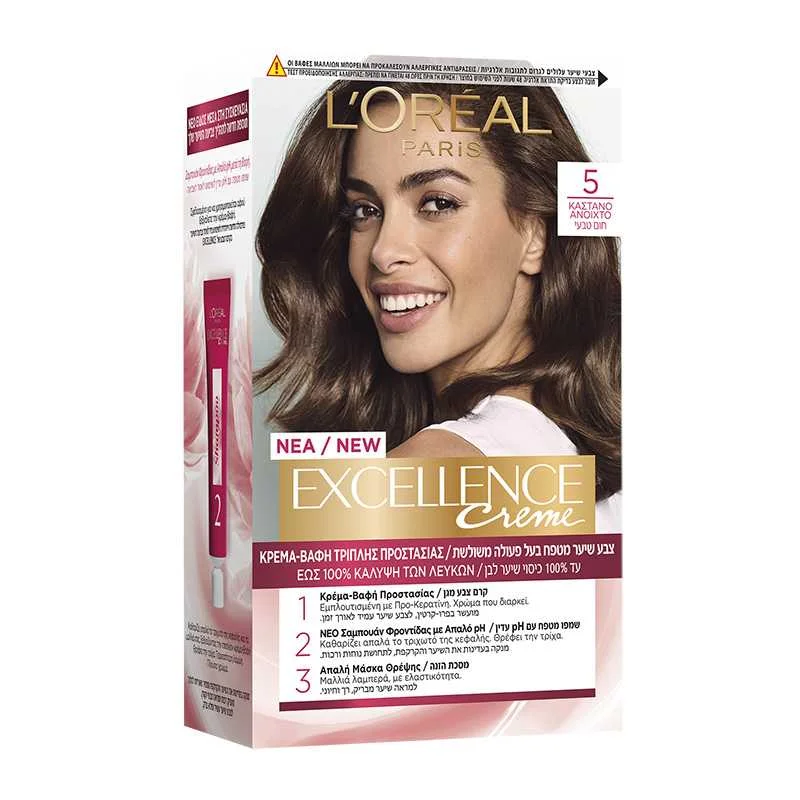 Φωτογραφία προϊόντος: L'Oreal Βαφή Μαλλιών Excellence 48ml | Απόχρωση No 5.0