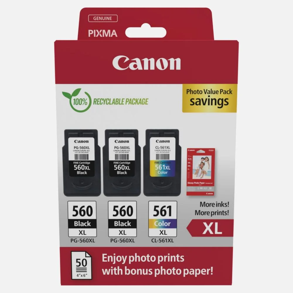 Φωτογραφία προϊόντος: Canon Μελάνι Inkjet PG-560XLx2/CL-561XL Ph.Val.Pk (3712C012) (CANCL-561XLPMP)