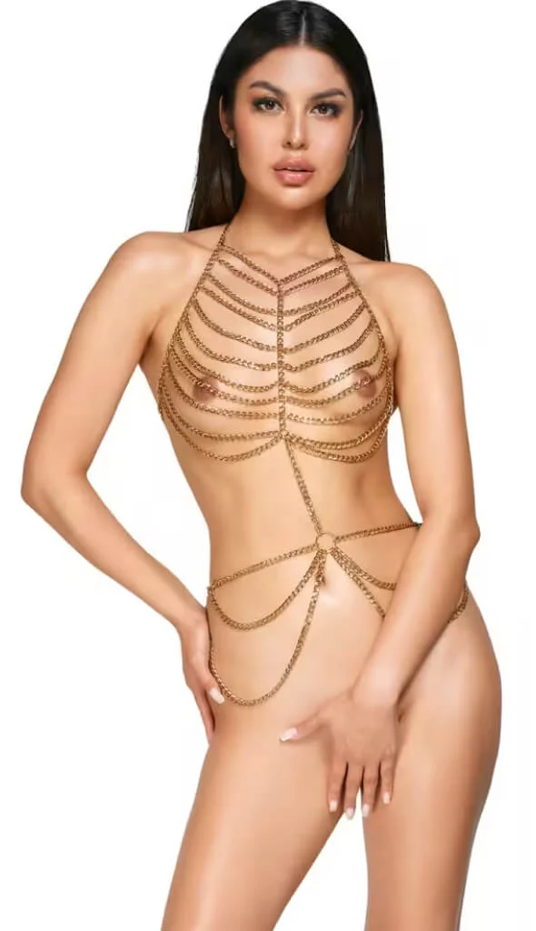 Φωτογραφία προϊόντος: Cottelli ACCESSOIRES Χρυσό Κόσμημα Σώματος με Αλυσίδες