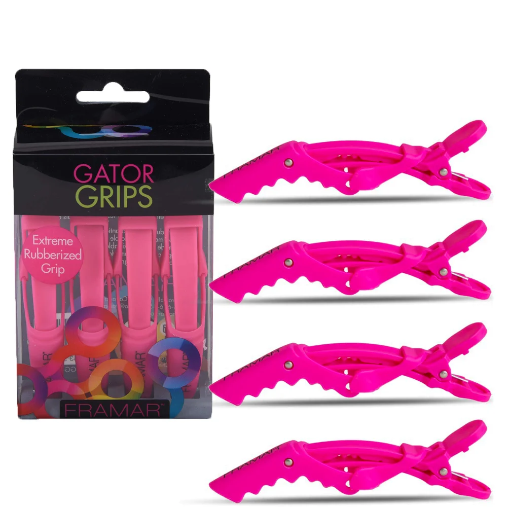 Φωτογραφία προϊόντος: Κλίπς Σπαστά Framar Rubberised Gator Grip Clips Pink Σέτ 4τεμ