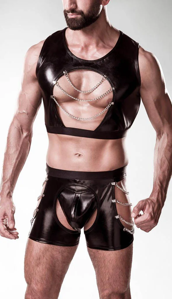 Φωτογραφία προϊόντος: Grey Velvet Ανδρικό Σετ Τοπ Και Cow Chaps Με Διακοσμητικές Αλυσίδες